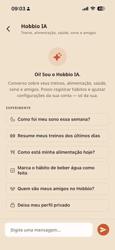 Hobbio AI screen in the app