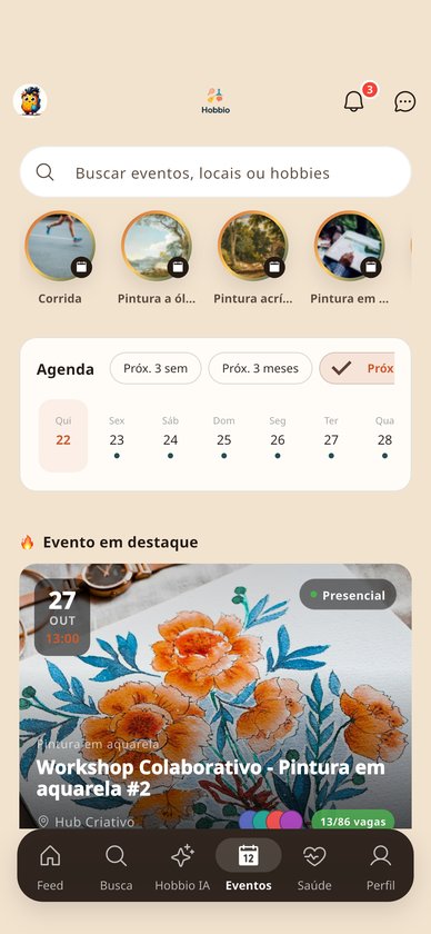 جدول الفعاليات في تطبيق Hobbio